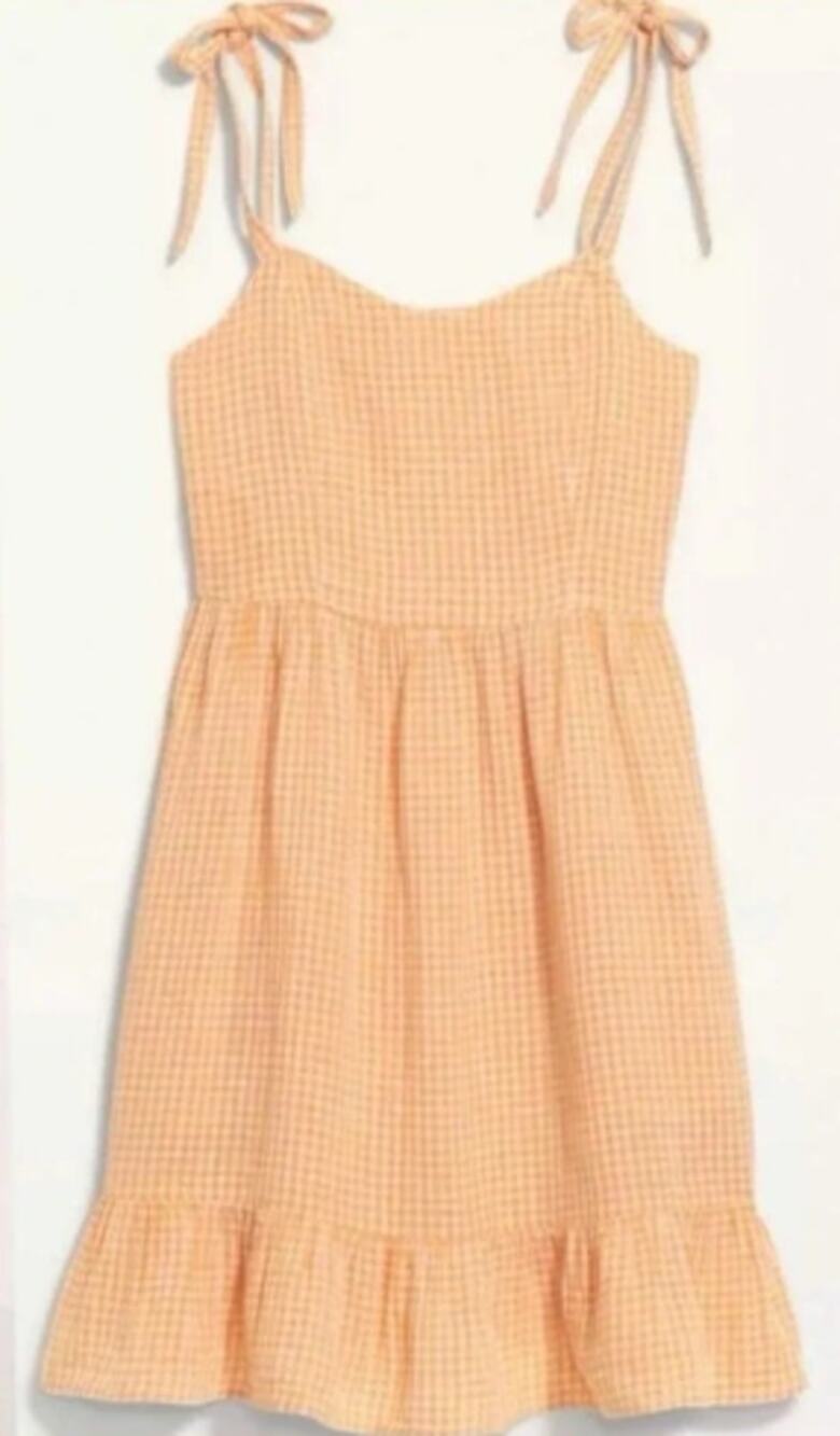 Old Navy orange & white gingham checkered dress womens size small